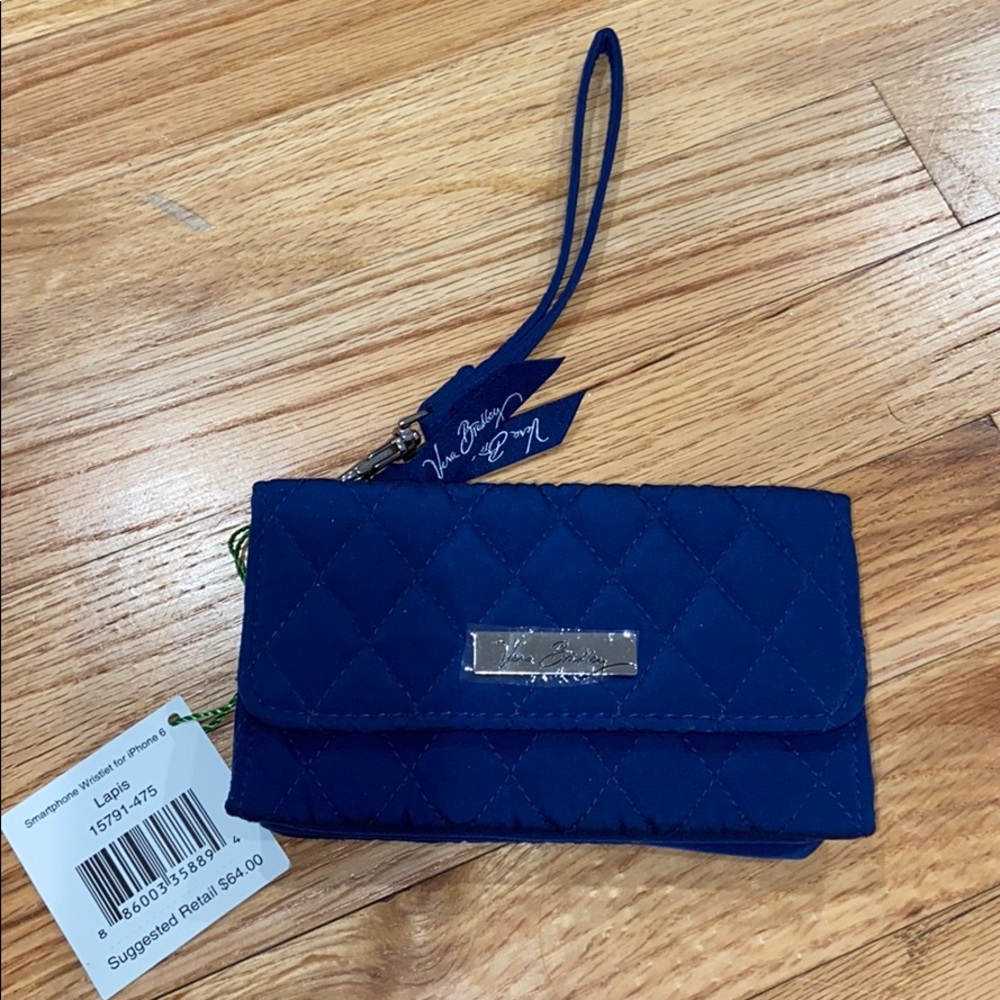 NWT Vera Bradley wristlet wallet phone case blue